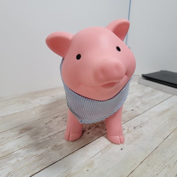 Schylling Rubber Piggy Bank with‎ blue white bandana and plug - Picture 8 of 16